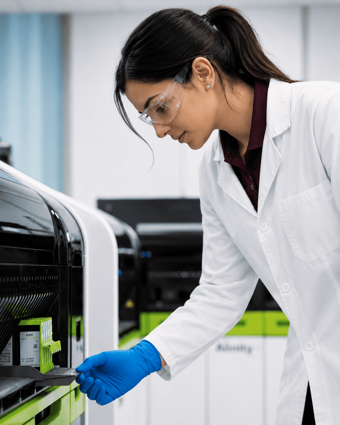 Laboratory specialist providing application support on a diagnostic analyser.