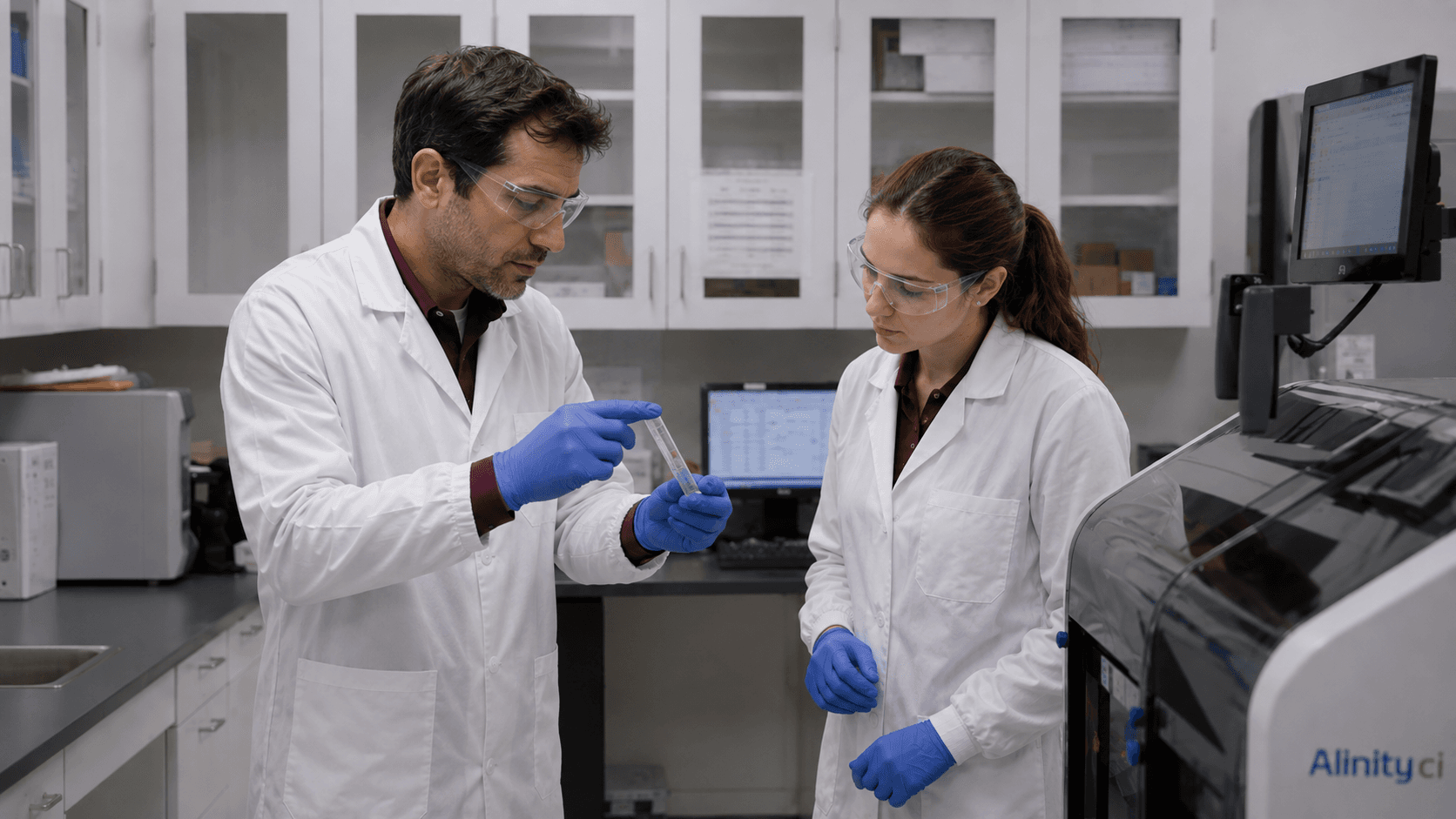 Laboratory professionals during hands-on analyser training.